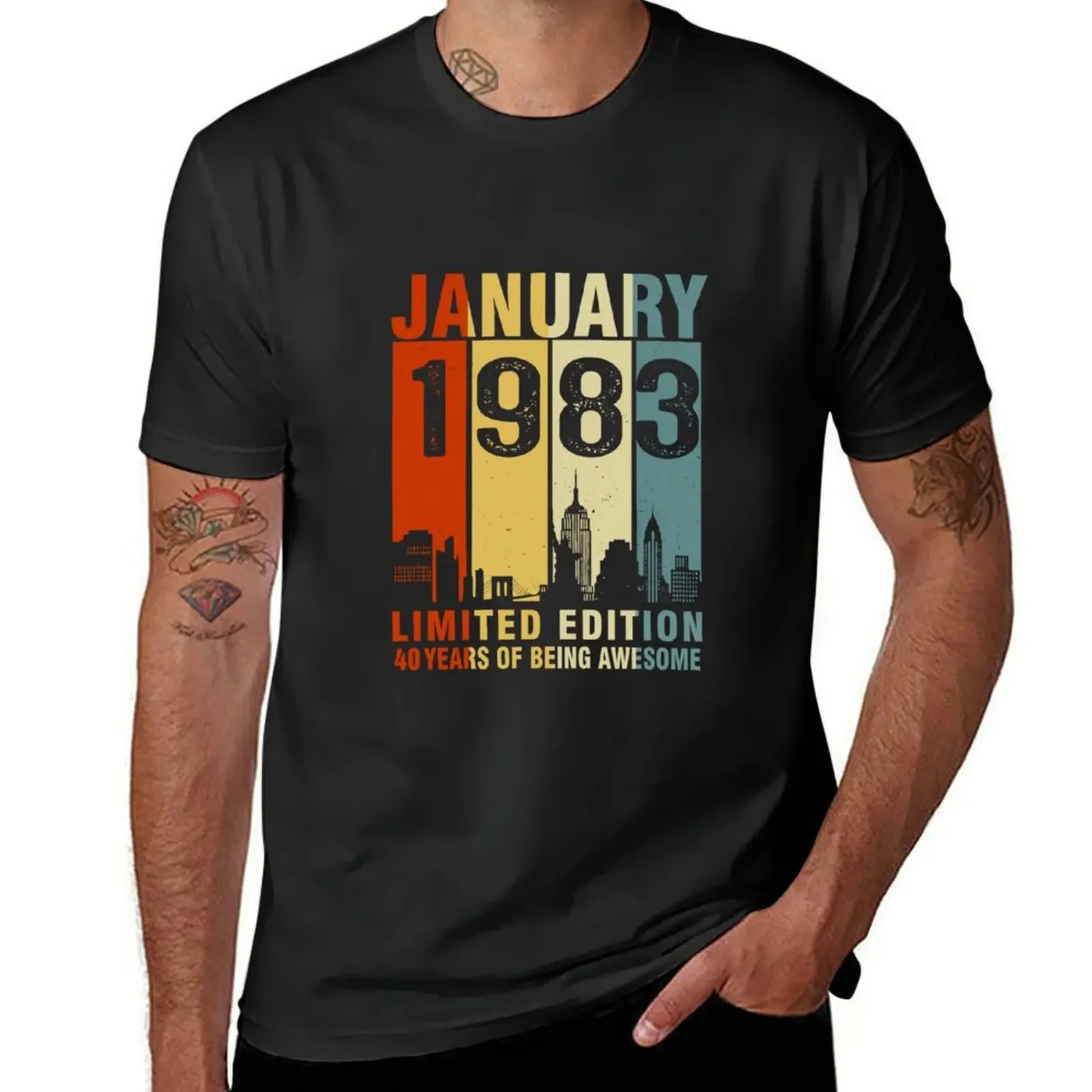 January 1983 Limited Edition 40 Years Of Being Awesome T-Shirt vintage graphic tee for a boy clothing for men