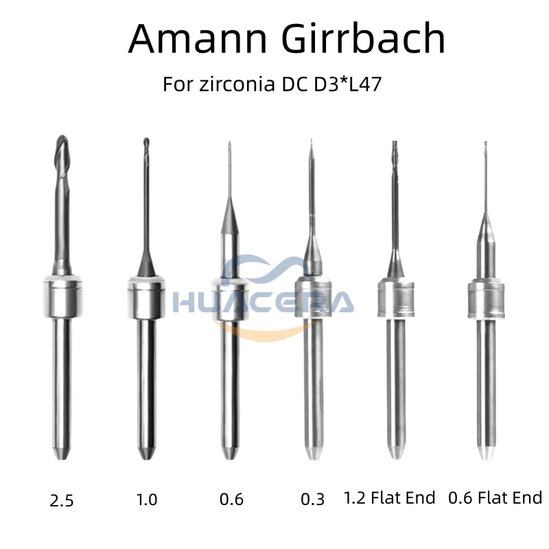 Amann Girrbach Zirconia DC Coating PMMA PEEK NC 2.5/1.0/0.6/0.3m AG Milling Grinding Cutter Tool Dental Lab Milling Burs