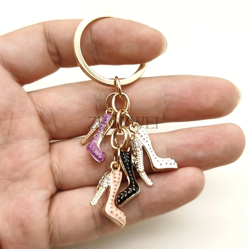 Niedliche Schlüssel bund Originalität bunte High Heels Schlüssel anhänger Emaille Schuhe Schlüssel ring Geschenke für Frauen Mädchen Handtasche Zubehör Schmuck