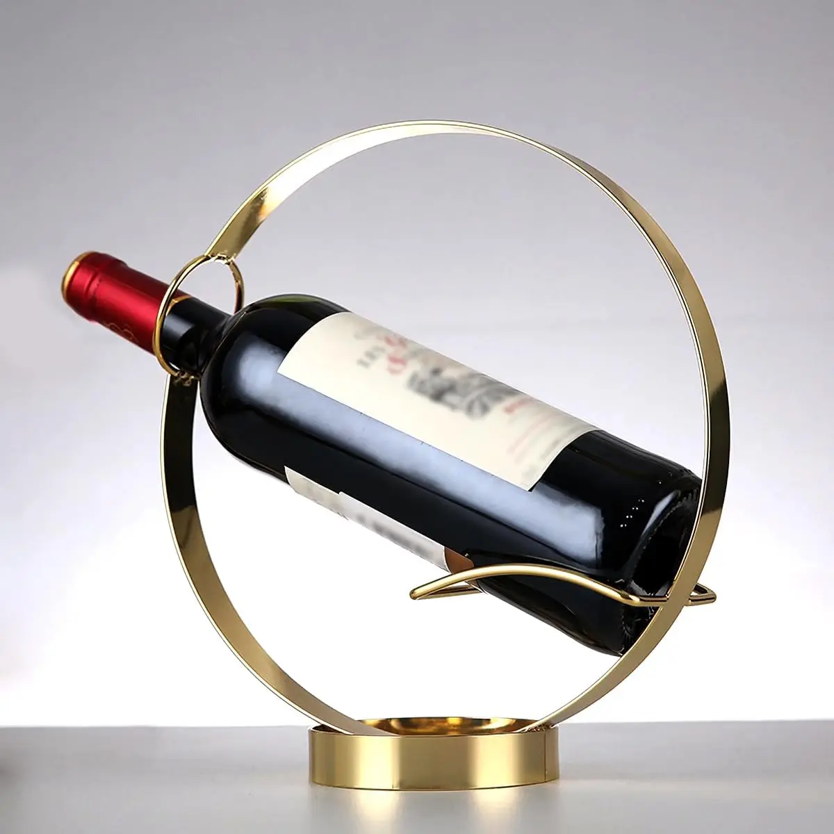 

Gold Wine Bottle Holder Single Display Stand Freestanding Wine Rack Kitchen Table Decor Artistic Home Crafts Coffee Bar Barware Wine Lover Gift