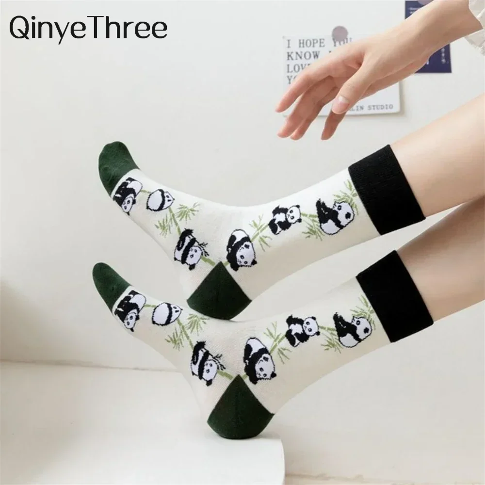 Skarpetki Panda dla kobiet, moda, kreskówka, deskorolka, hipster, streetwear, taniec, sport, szczęśliwy, nowy, darmowy pobiór