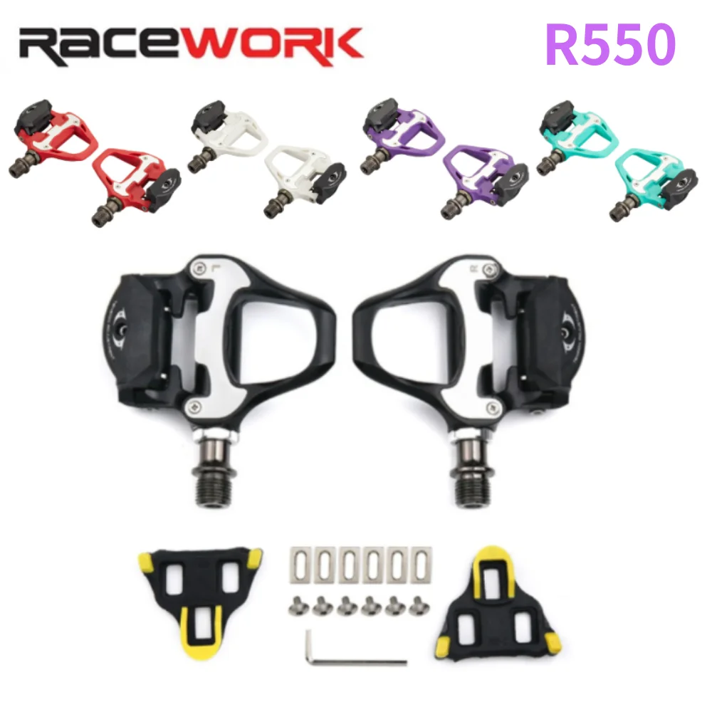 RACEWORK R550 Road Bicycle Pedals with SH Cleats forshimano SPD Self-locking Durable Ultralight Pedal Multicolor Riding Parts