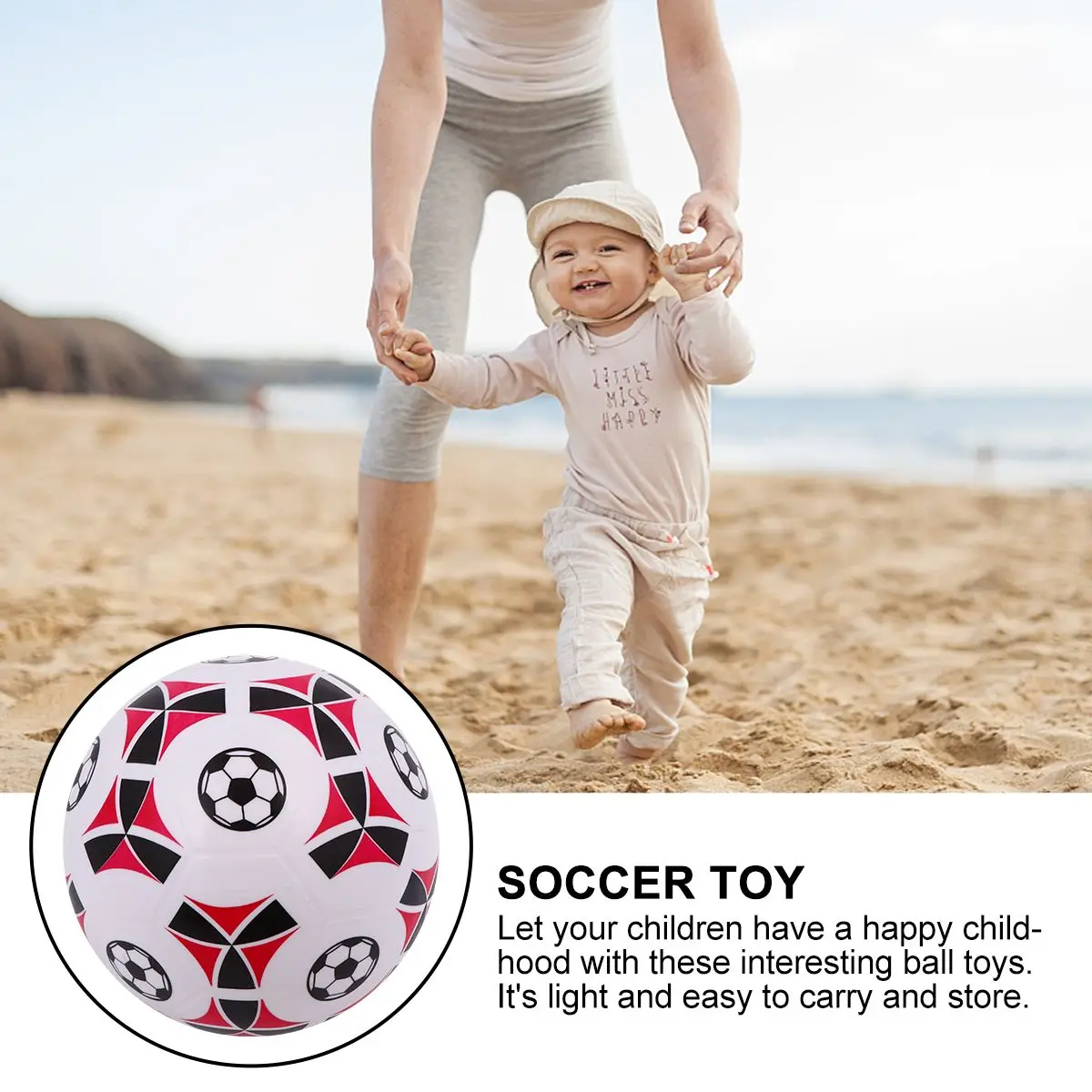 ของเล่นกีฬาสำหรับเด็ก 8.5 นิ้ว ลูกบอลพีวีซี ฟุตบอลชายหาด แบบเป่าลม สีแดง สำหรับเด็กเล็ก