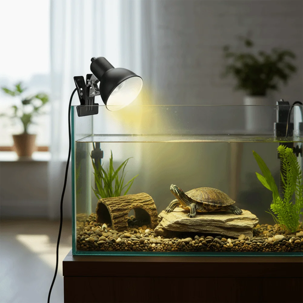 كليب على حامل مصباح السلاحف الفرح مصباح ترموستات Vivarium الزواحف مصباح الحرارة 75 واط قابل للتعديل التدفئة الحيوانات الأليفة الحرارة لمبة
