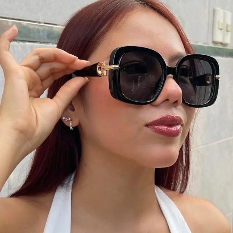 

Vintage Oversized Square Sunglasses Women For Men Luxury Brand Designer Sun Glasses Punk Popular Big Frame Elegant Shades UV400