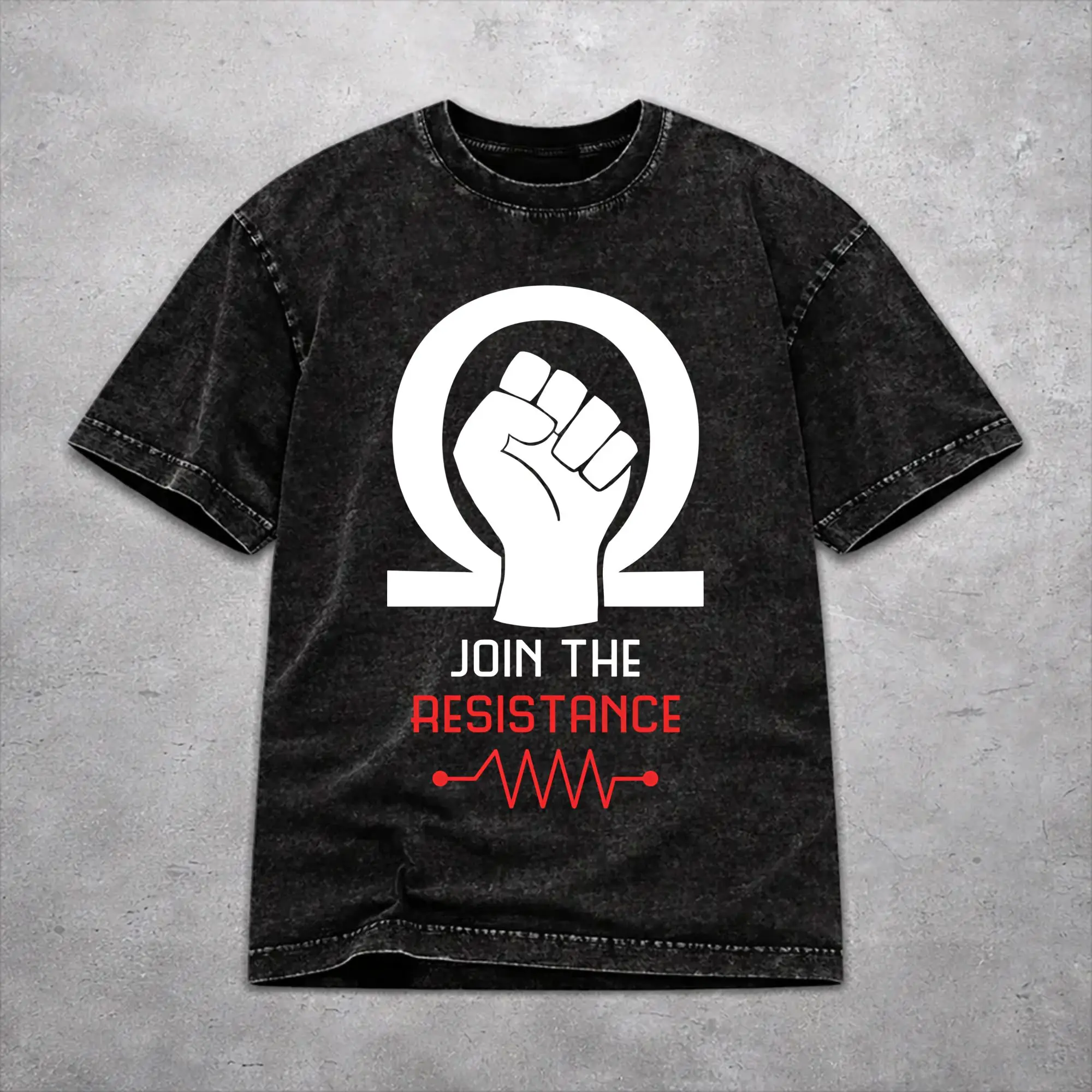 Join the Resistance Engineer  Merch Washed T Shirts for Men Women Streetwear Hip Hop T-Shirts Printed  Tee Shirt 100% Cotton