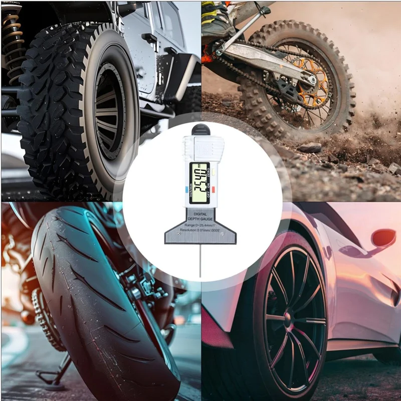 

ABZY-Digital Tire Depth Gauge-LCD Display Tread Depth Detector-0.25.4Mm Range Digital Tire Tread Meter
