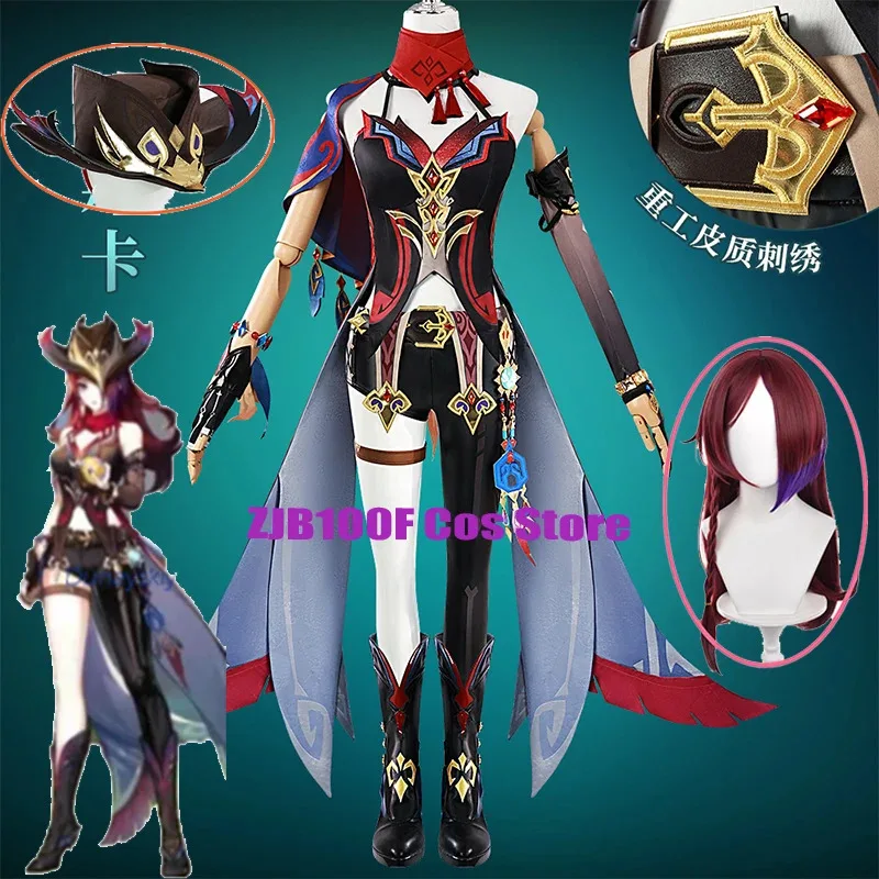 

Anime Chasca Cosplay Costume Wig Dress Game Genshin Impact Uniform Dress Hat Stocking Prop Natlan Halloween Party for Women