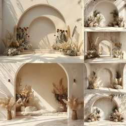 Boho Pampa Photography Background  Floral Arch Adult Birthday Wedding Maternity Art Portrait Decor Backdrop Photo Studio