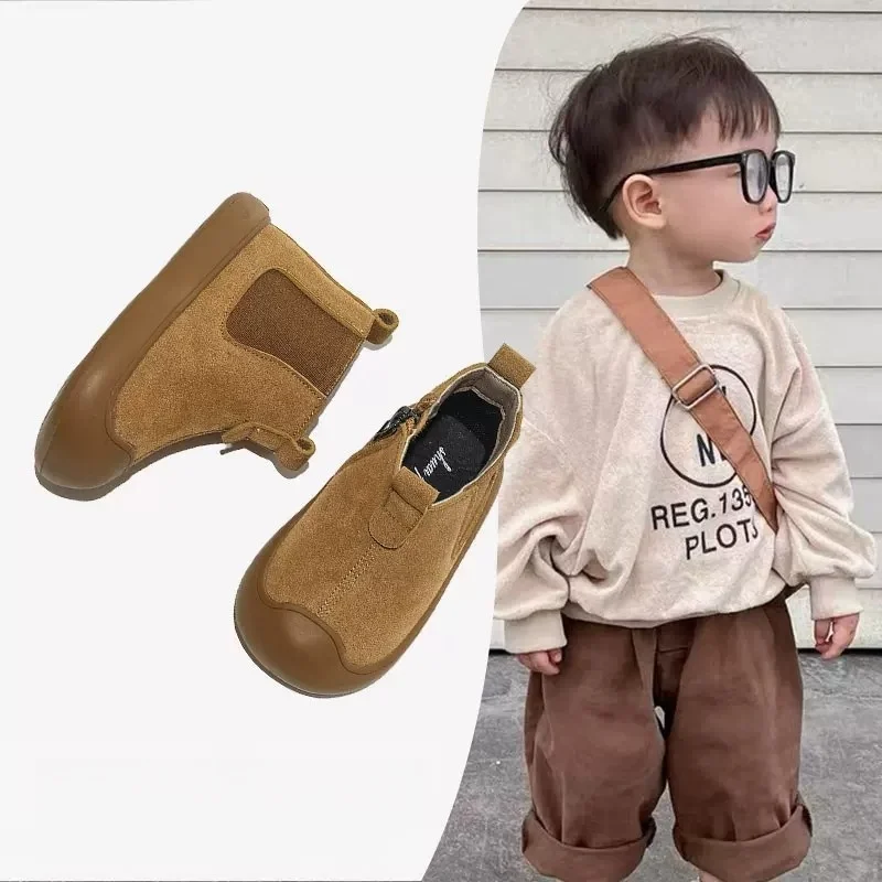 Autumn Winter Baby Boys Girls Boots Oxford Suede Children Casual Shoes Outdoor Anti-slip Infant Shoes Plush Kids Ankle Boots