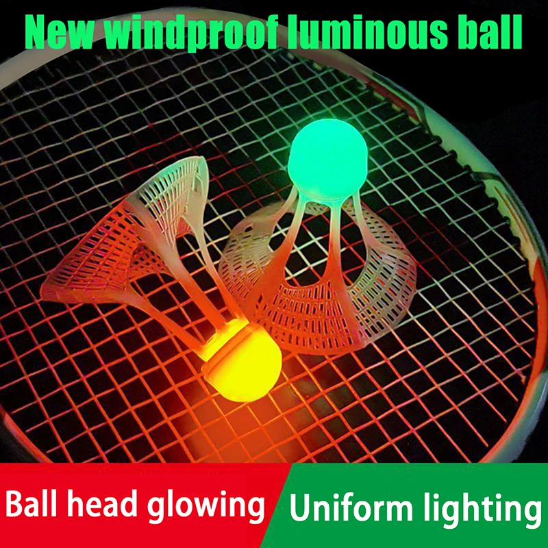 Bádminton luminoso de nailon a prueba de viento para exteriores, accesorios de bádminton, volantes fluorescentes, Bola de bádminton LED súper resistente