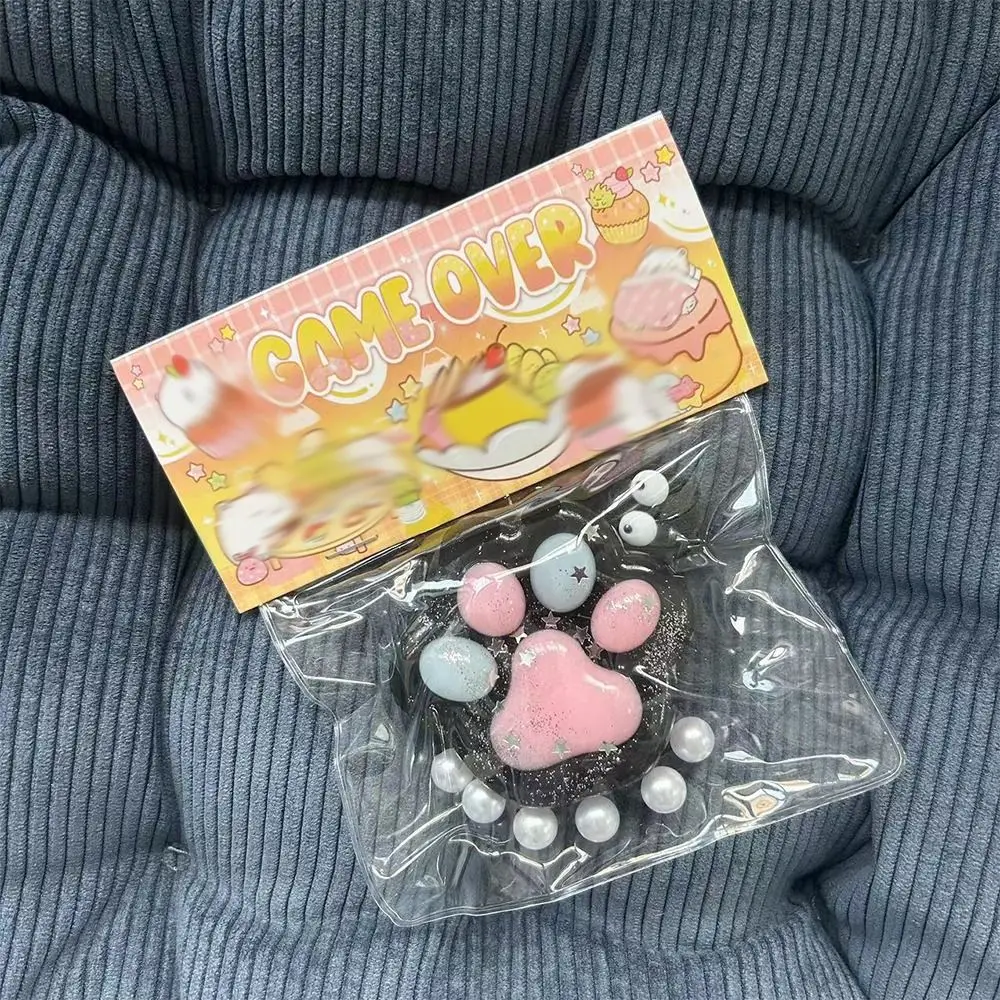 Interesting Plush Ball Cat Paw Squeeze Toy Sensory Toy TPR Cartoon Fidget Toy Silicone 3D Pinch Decompression Toy Children