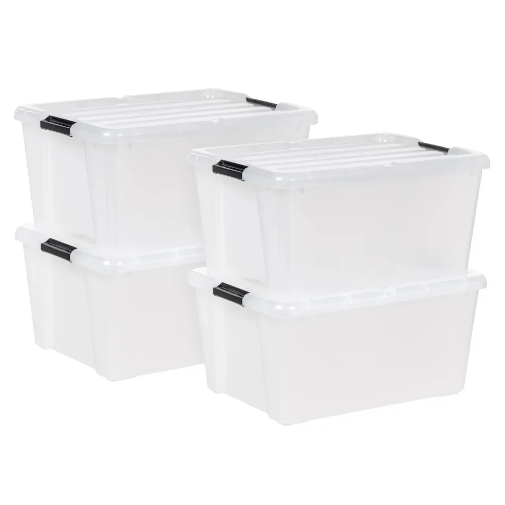 

Plastic Storage Container Bin With Latching Lid, Clear, 4 Pack