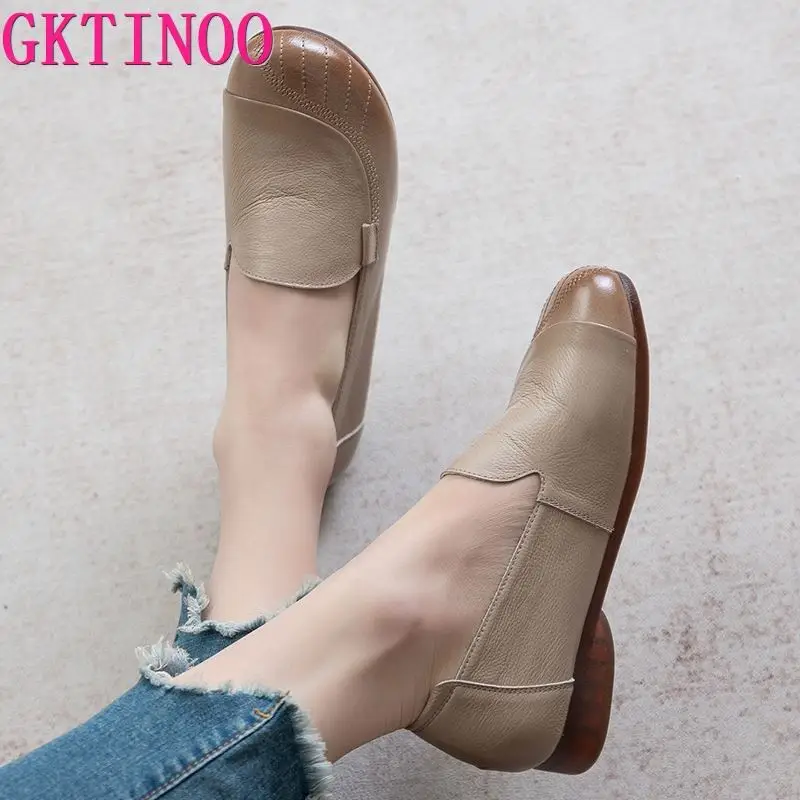 GKTINOO 2024 Fashion Women Shoes Genuine Leather Loafers Women Casual Shoes Mother Soft Comfortable Shoes Women Flats Non-slip