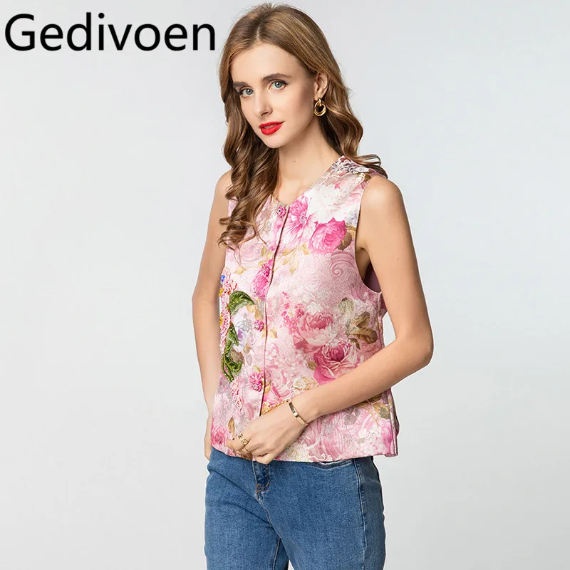 

Gedivoen New Chinese Embroidered Women's Sleeveless Tank Top Design Sense Summer Fashion New Style