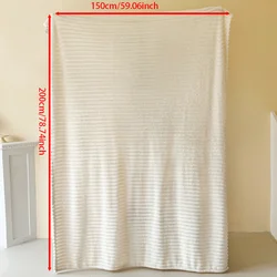 1 white elegant plaid knitted throw blanket – cozy and warm for all seasons, hypoallergenic faux rabbit fur for a homey feel