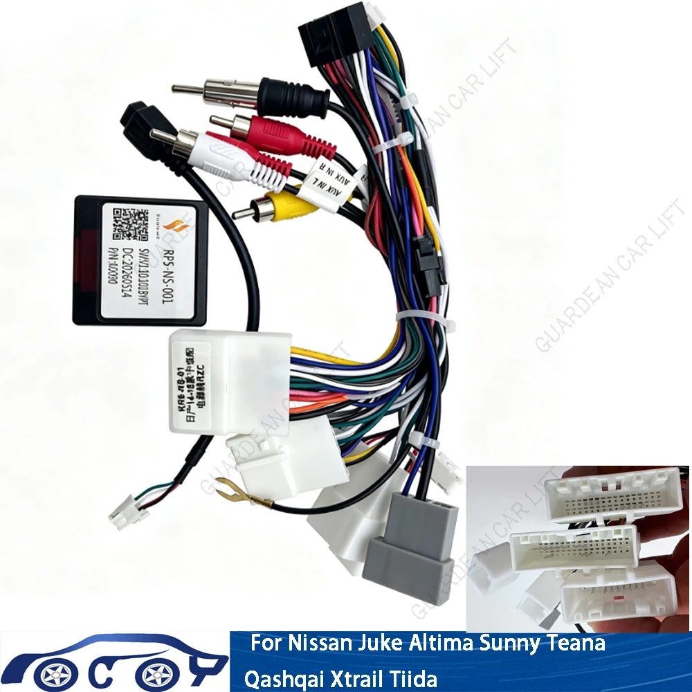 16Pin Car Radio Wiring Harness Adapter Cable With CANBUS Decoder  For Nissan Juke Altima Sunny Teana Qashqai Xtrail Tiida Plug