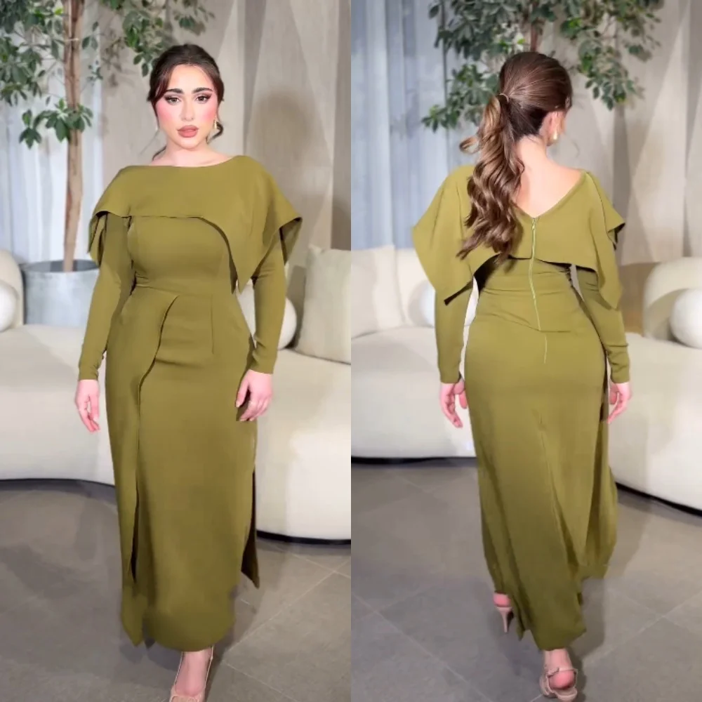 

Customized Jersey Pleat Cocktail Party A-line O-Neck Bespoke Occasion Gown Midi Dresses Saudi Arabia