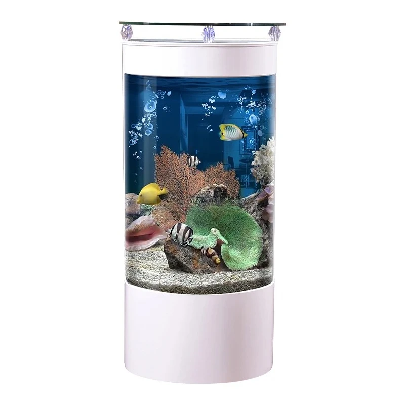 

Semicircular fish tank aquarium lazy ecological water-free living room home landscaping custom floor back filter bedroom