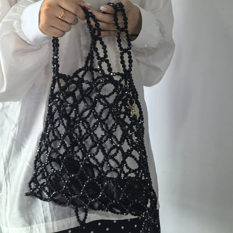 جديد متعدد الاستخدامات مصمم حقائب المرأة الاكريليك الجوف Crossbody اليد حقيبة من القماش عالية الشعور الأسود حقيبة يد للسيدات 2025