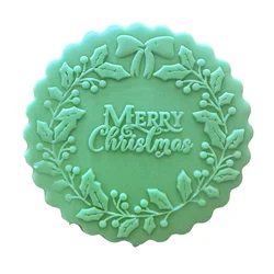 Cake Tool 3inch Merry Christmas Acrylic Emboss Cookie Stamp Outboss Reverse New Year Embosser Fondant  Mould Baking Tools DIY