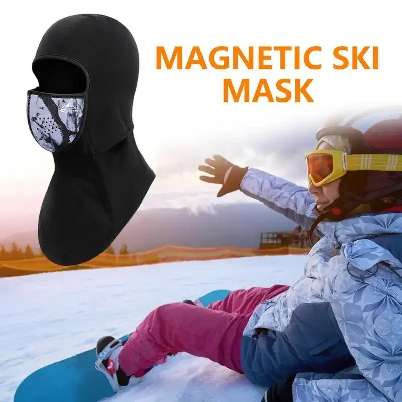 Cagoule Magnétique Chaude pour le Cyclisme, Couverture Complète du Visage, Vêtement de Sauna, Escalade, Pêche, Patinage, Chapeau, Écharpe, Ski, Hiver