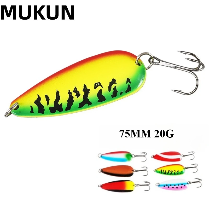 1/6 Stück 75MM 20g Löffel-Angelköder in Verschiedenen Farben, Spinner-Löffel, Schleppköder für Forellen- und Barsch-Angeln, Künstliche Metallköder