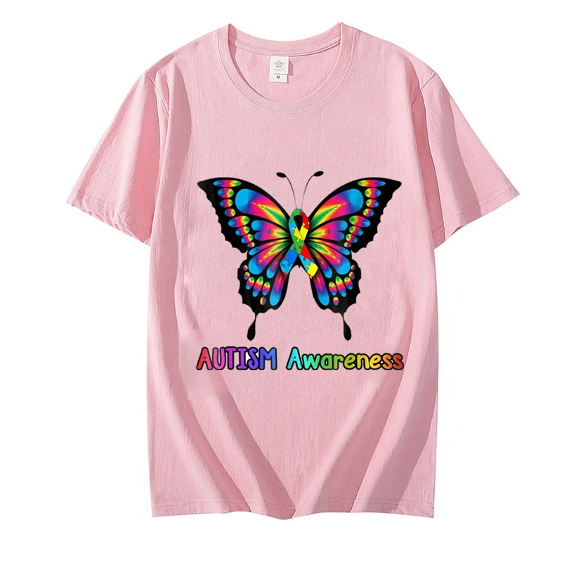 Vrouwen T-Shirts Mode Nieuwe Grafische Tops Autisme Bewustzijn Vlinder Print Kids Top Tshirt Dames T-Shirt Dames Kleding T-Shirt