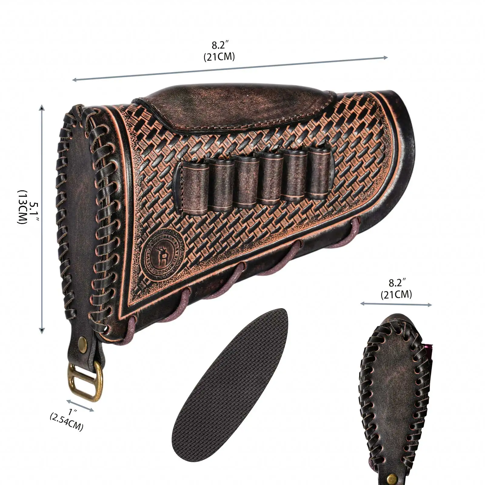 Tourbon Jagd-Leder-Gewehrschaftabdeckung, verstellbare Gewehrschaftauflage mit Munitionsschlaufen, passend für 30.06, 30.30, 308 usw. – Detail 7