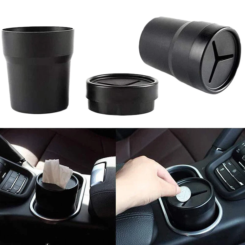 1Pc Small Storage Bin Multi-Functional Car Mounted Garbage Holder For Car Trash Holder With Cap Interior Accessories