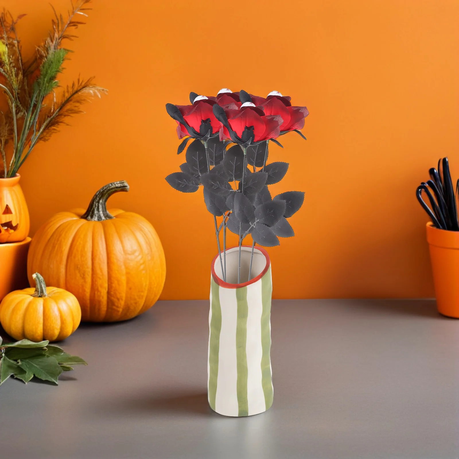 

12Pcs Bouquet Halloween Faux Flower Eyeball Decor Indoor Outdoor Party Decoration Halloween Rose Decorative Flowers