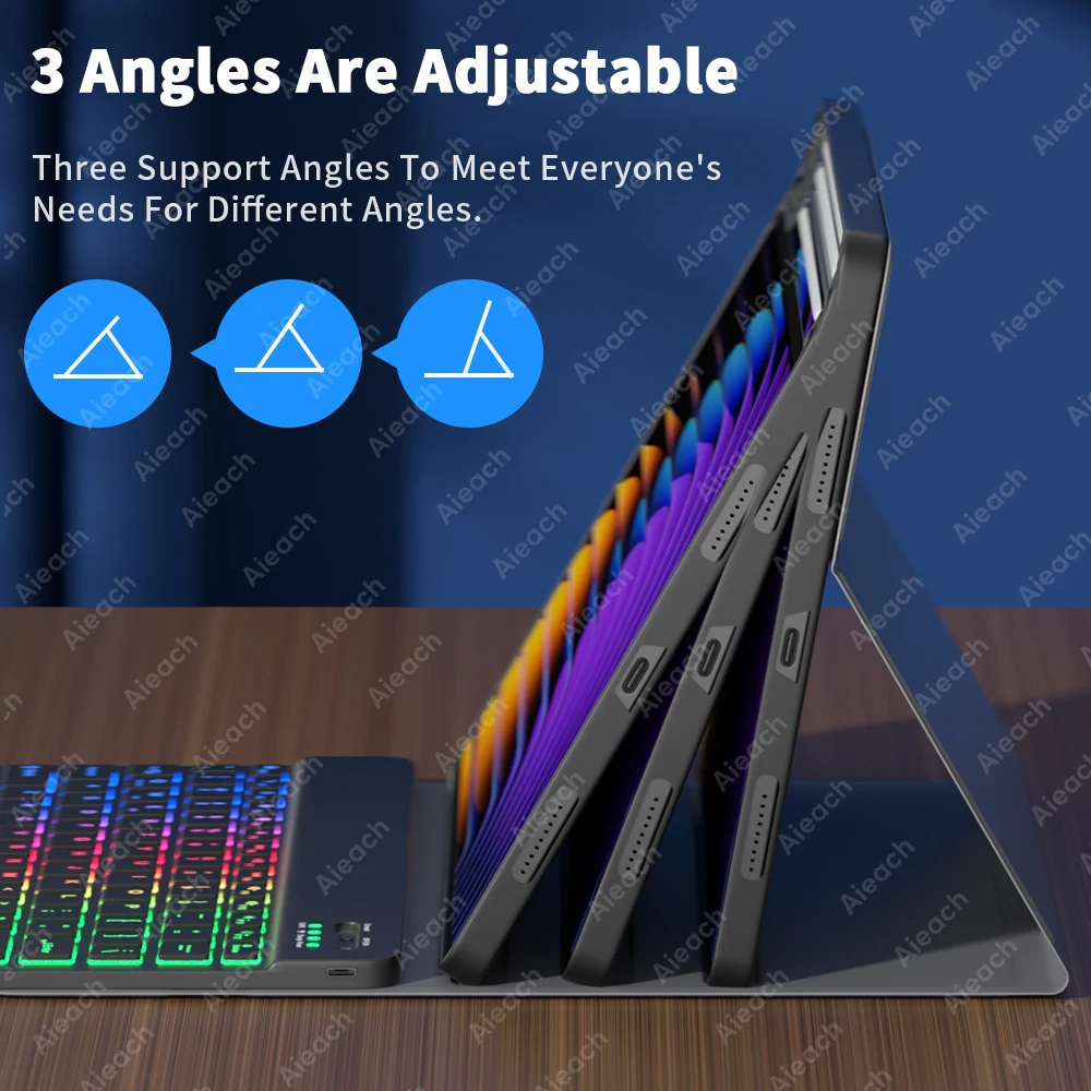 GOYN Keyboard Case For Xiaomi Pad 5 6 6S 7 7S Pro Case with Backlight & Pencil Holder For Redmi Pad SE/ Pad Pro/ Pad 2 Case