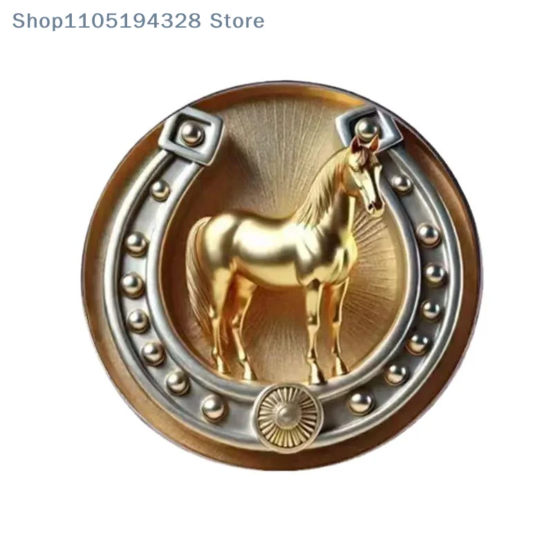[YA] الذهبي الحصان بروش سبائك الزنك للنساء الرجال 2D شقة الحيوان مكتب الحفلات زودياك الحيوان التلبيب دبابيس الهدايا
