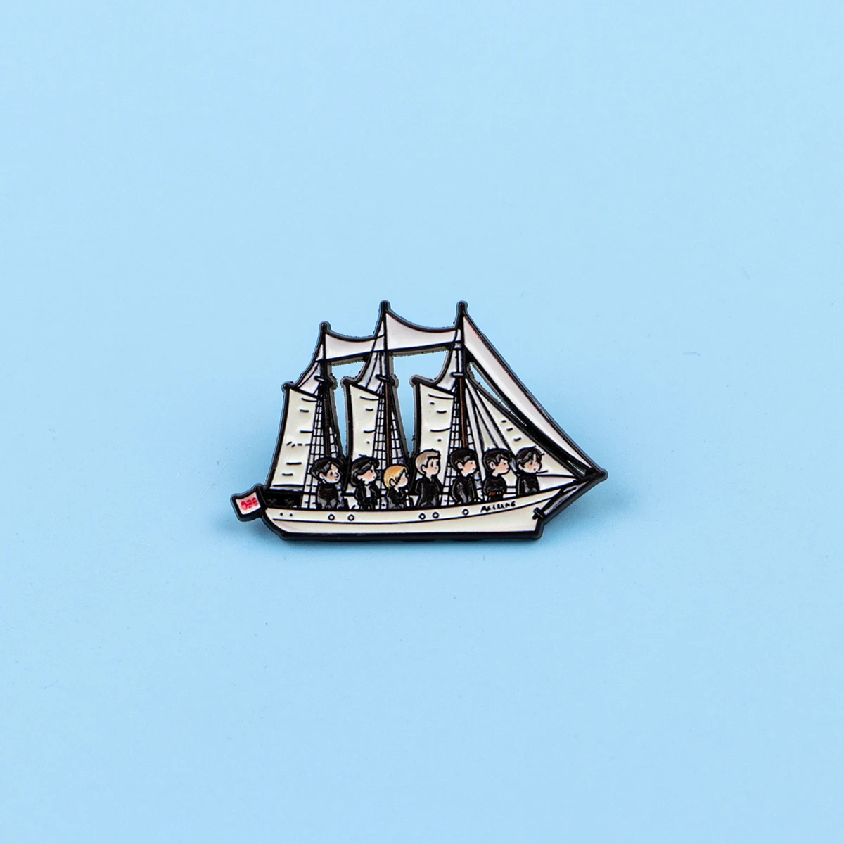 Segelboot-Emaille-Pin: Cartoon-Sechsmänner-Schiff-Reversbrosche, Vintage-Matrosenabzeichen für Jeansjacken, Rucksäcke, Fans, Schmuckgeschenk – Detail 4
