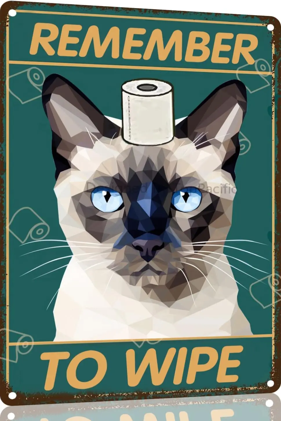 Siamese Cat Bathroom Wall Decor Signs Metal Tin Sign - Remember to Wipe  Poster Funny Signs, Gifts(15237)