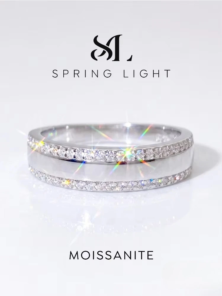 Fashion Real Round Moissanite Diamond Stellar Spikes Wedding Rings for Women Anniversary High Quality Jewelry