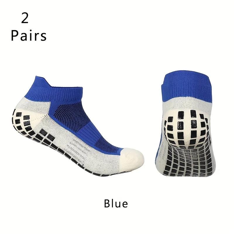 HA WA 2 Pairs Mens Cotton Ankle Football Socks Non-slip Silicone Sole Professional Sport Socks Breathable Soft Men Socks