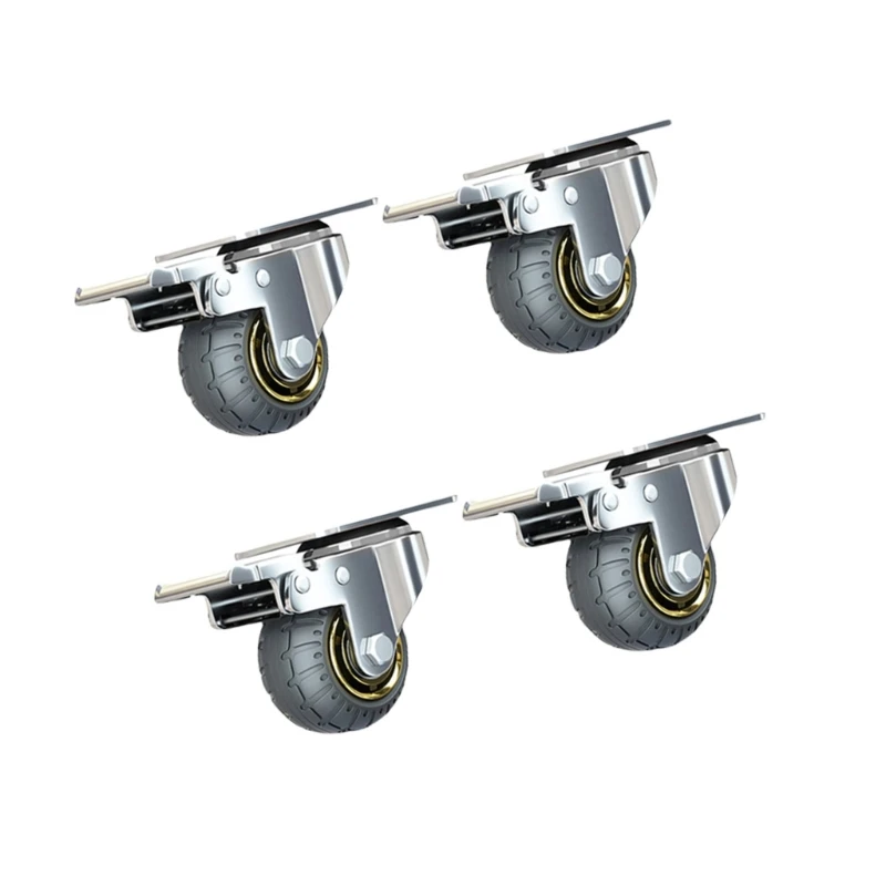 4Pcs 헤비 듀티 가구 휠 캐스터 3 인치 트롤리 휠 교체 회전 부드러운 고무 롤러 쉽게 설치