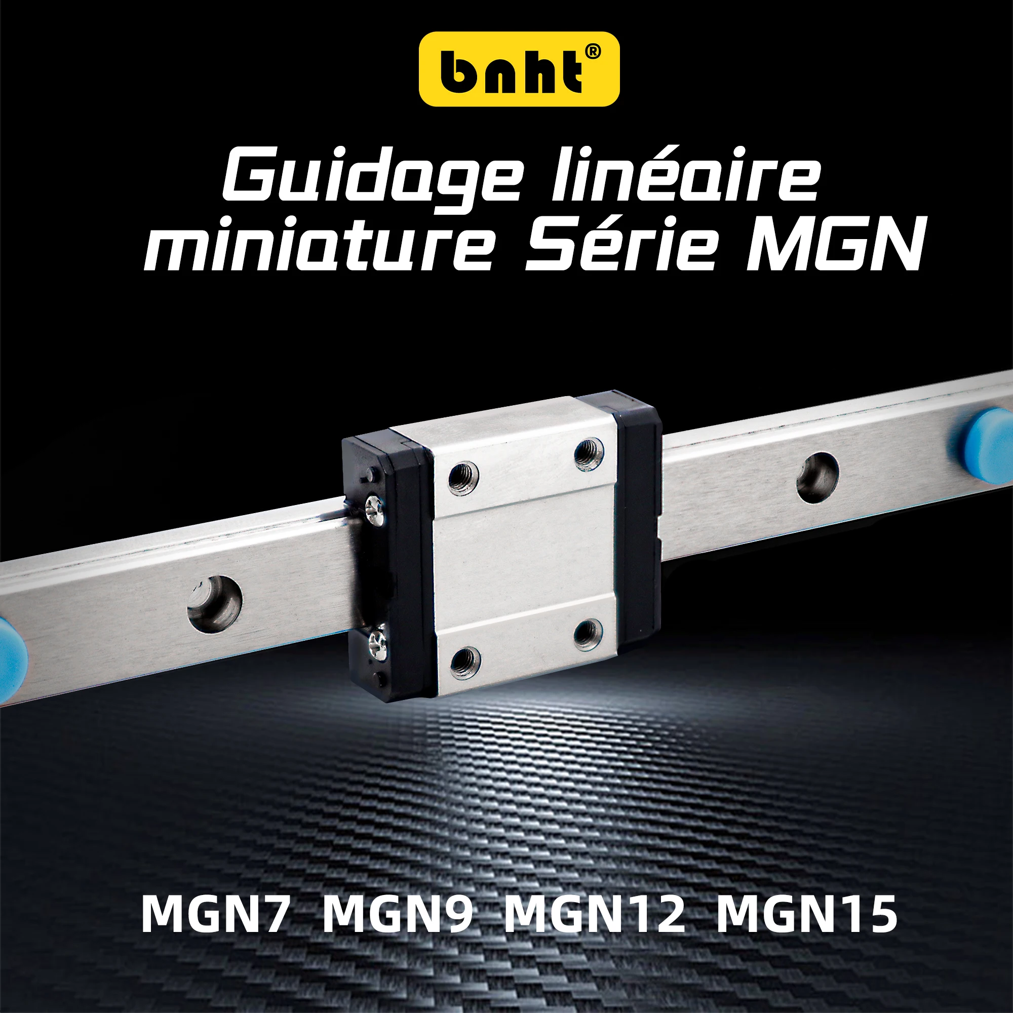 Rail linéaire miniature MGN avec 1 bloc – MGN7/MGN9/MGN12/MGN15 – Type C et H – Glissière 100–800mm pour CNC, imprimantes 3D, gravure laser, robotique, automatisation de haute précision