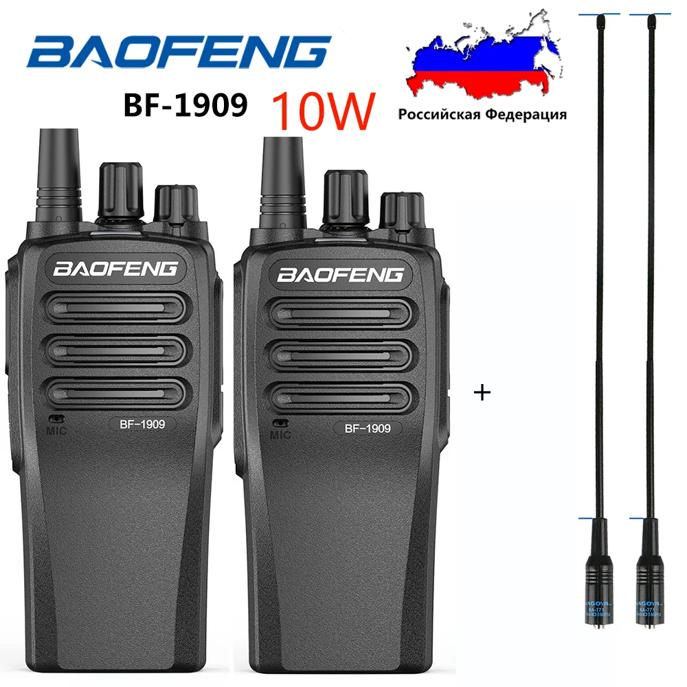 Top! Walkie Talkie BF-1909, 2 buah 10-Watt UHF 400-470MHz 3800mAh jarak jauh portabel Radio dua arah VOX BCL