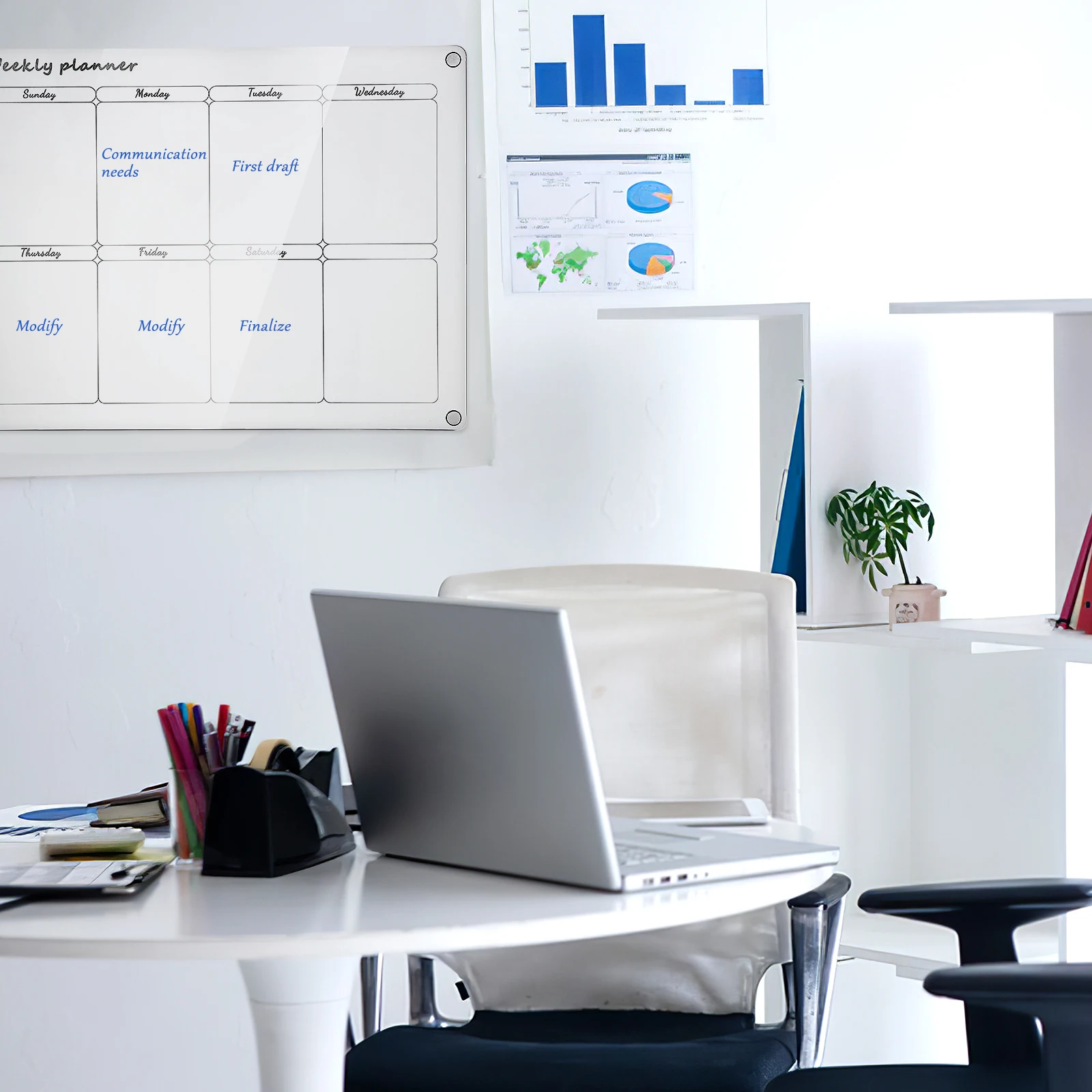 

2 pcs Acrylic Writing Boards Weekly Monthly Planner Transparent Schedule Message Board Magnetic Dry Erase Fridge Board For Wall