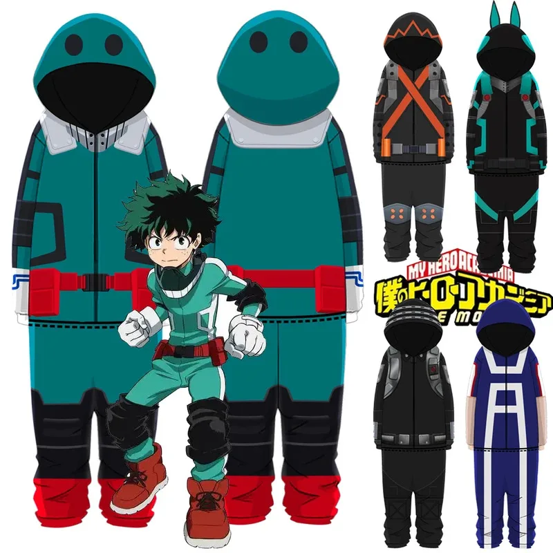 AIAI 2025Deku Costumes Anime My Hero Academia Izuku Midoriya Cosplay Costume Sleepwear Boys Girls Hoodie Pants Pajamas Jumpsuit view 2