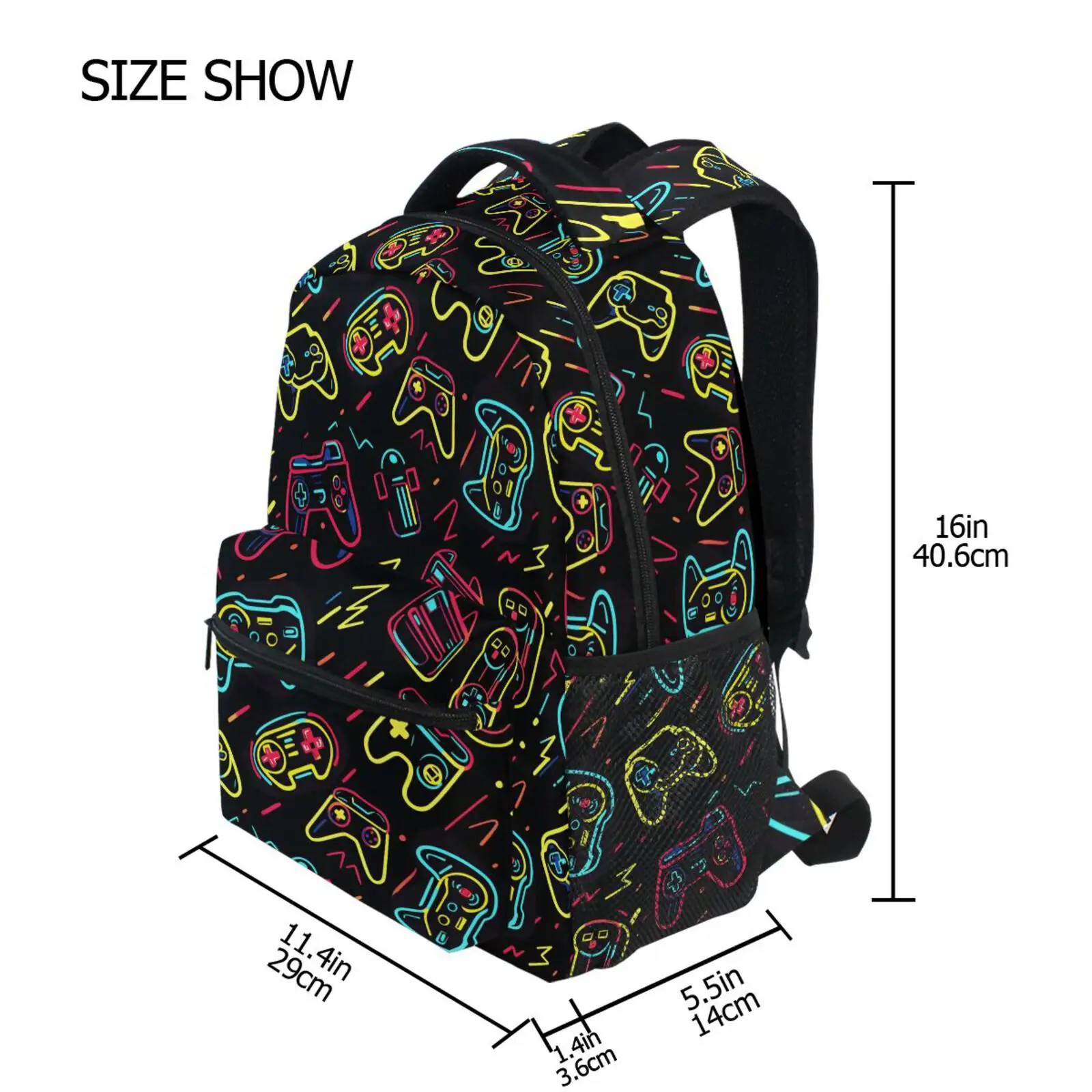Black School Bag Children Backpack Boy Girl School Backpack Game controller printing Student Bag for kids book Backpack
