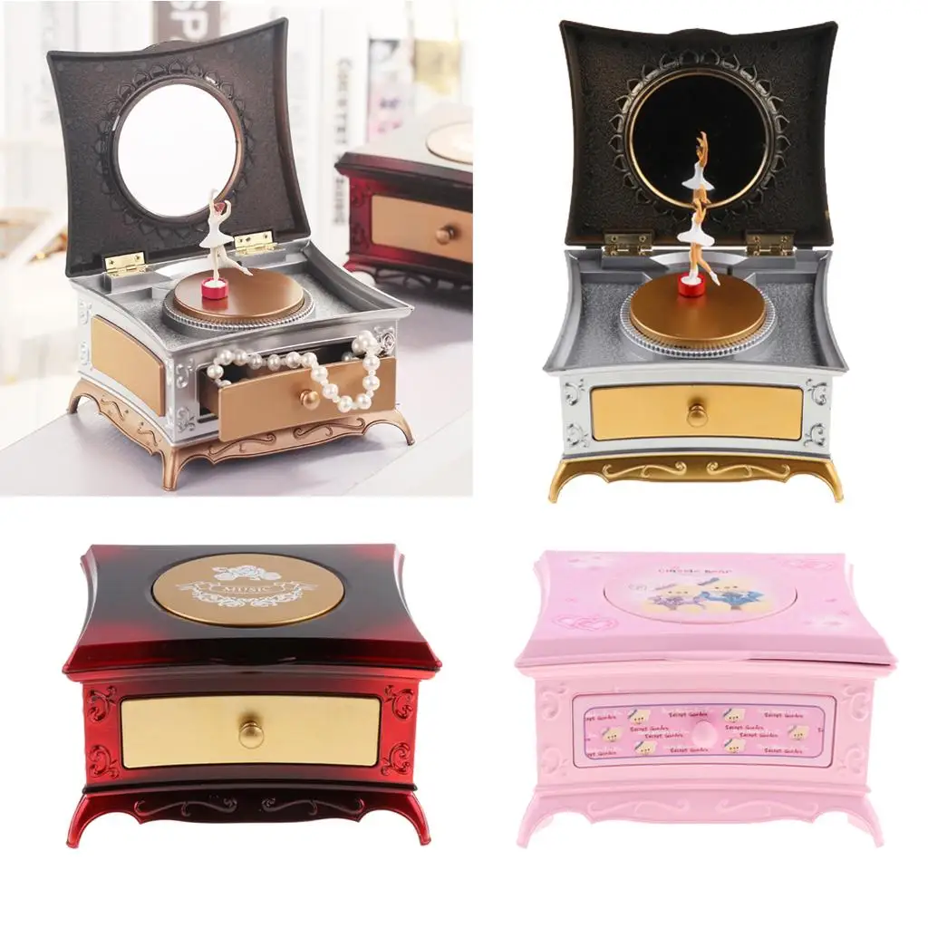 2pcs Musical Jewelry Box for Girls with Drawer and Mirror, the Sky Tune