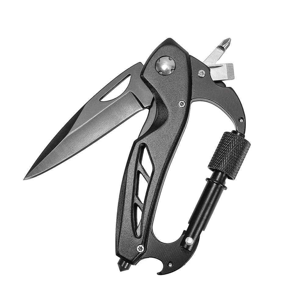 Mosquetón multifuncional, cuchillo plegable de acero inoxidable, hebilla de Montañismo multifunción para acampar al aire libre