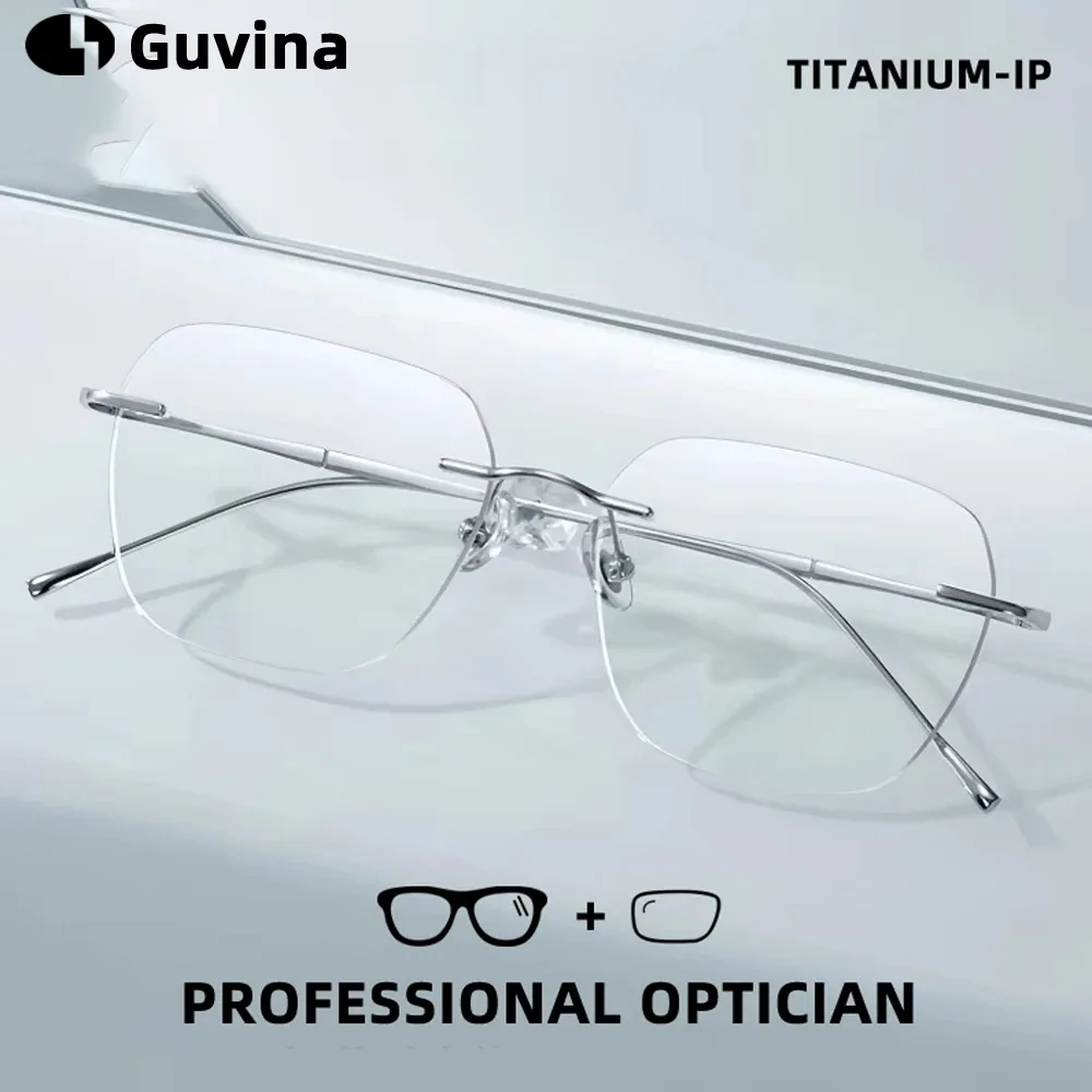 

Ultra-light Business Rimless Glasses Frame Men Pure Titanium Recipe Optics Lenses Myopia Reading Eyewear Anti Blue Light Glasses