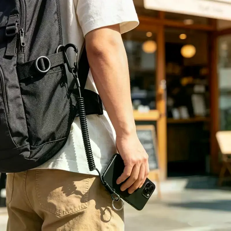 Retractable Anti-Theft Spring Phone Lanyard Safety Strap with Buckle Perfect for Students Campus Daily Activities