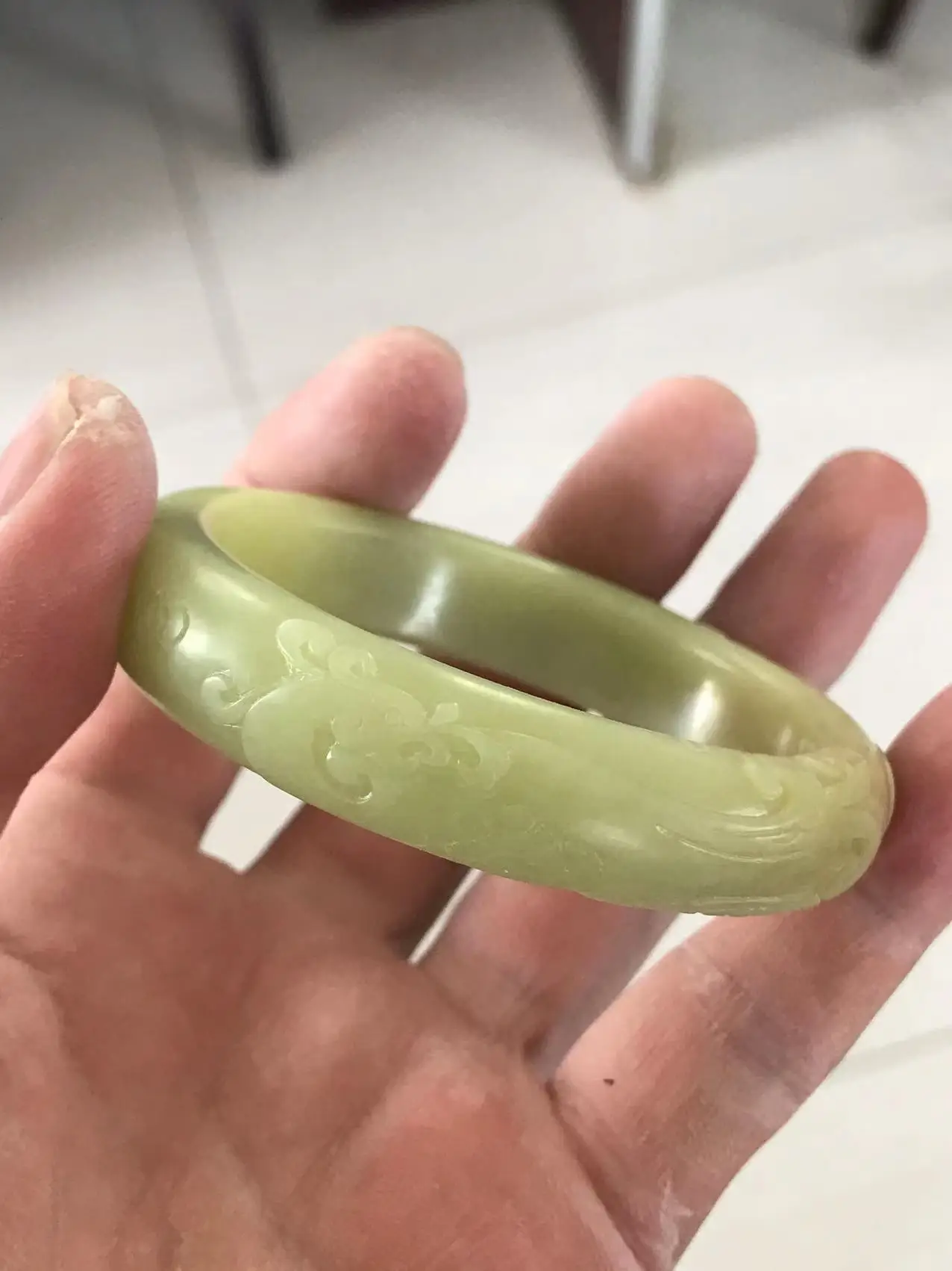 

Natural 100% real green yellow Jade bangle flat bar jadeite bangle Engraved thread jade for woman temperament gift bracelets