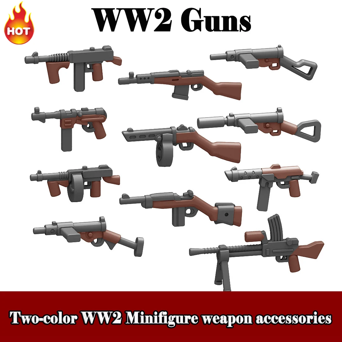 WW2 Guns Armas Mini Models Moc War Figure Accessories Kids Toys Blocks Education Gift For Boys Girls 2023 3D DIY Juguetes Bricks