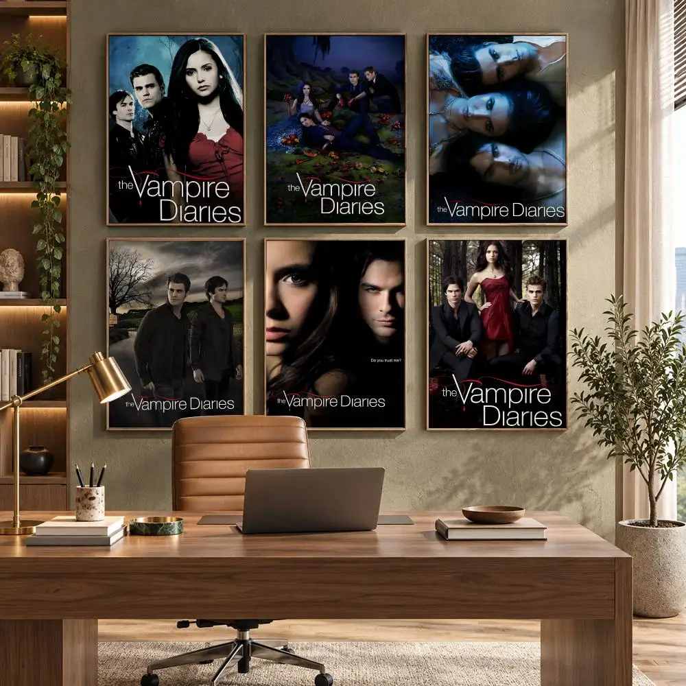 Classic Movie The Vampire Diaries Poster High-Quality Waterproof Wall Decal for Study, Living Room & Garage, Great Gift for Fans